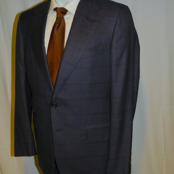 Tom Ford Blue Windowpane Plaid Current Two Button Suit 44R - Picture 7 of 16
